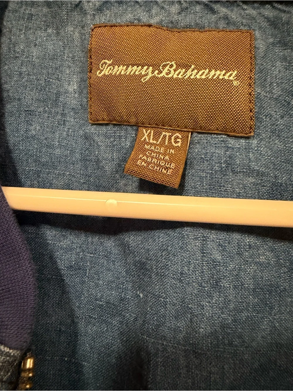Tommy Bahama Women's XL Linen Zip Up Lightweight Jacket Blue Tropical Boho